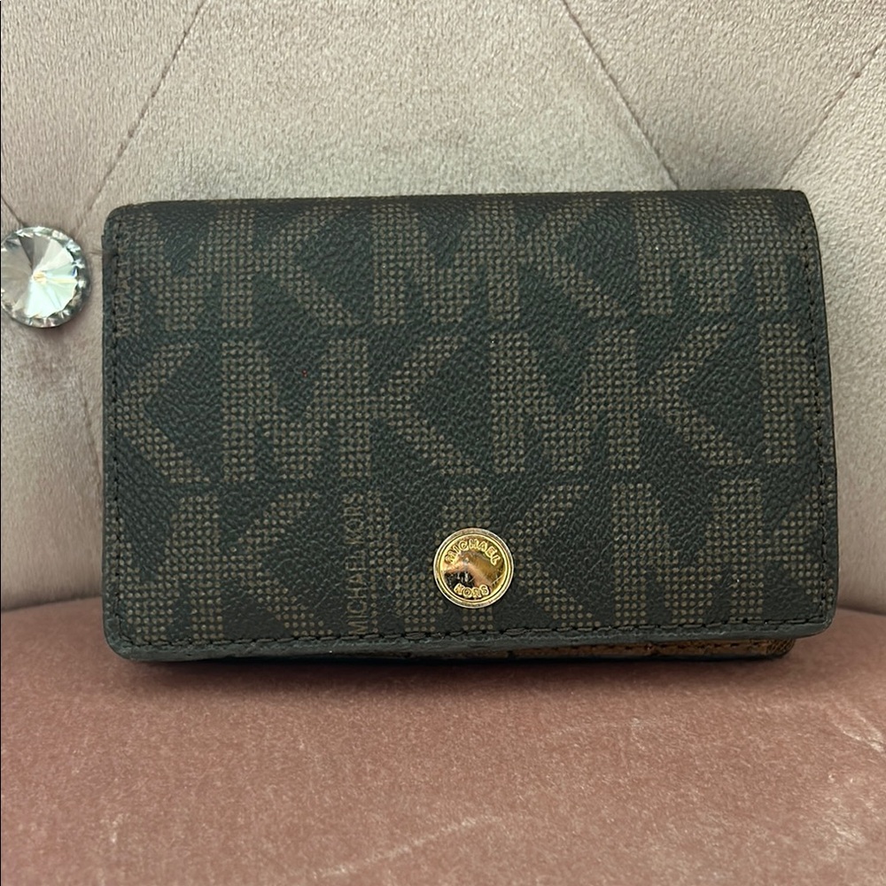 Michael Kors Black and Brown Monogram Wallet